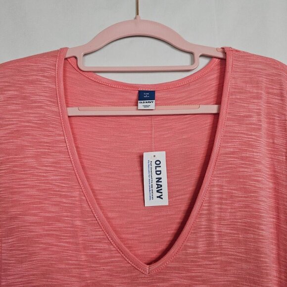 NWT Women's OLD NAVY V-Neck T-Shirt Top HEATHER PINK size L Tall Luxe Casual - Picture 5 of 7